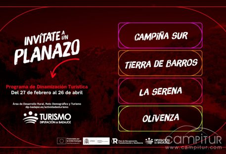 La Diputación de Badajoz lanza “Invítate a un planazo” con 55 propuestas turísticas y siete jornadas en Campiña Sur